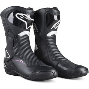 Motorlaarzen Dames Alpinestars Stella SMX-6 V2 Drystar Zwart-Wit-Fuchsia