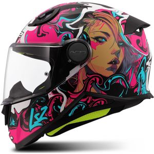 LS2 - FF812 - Kinder Integraal Helm - Cyberg - Mat Paars Roze - KPA Buitenschaal