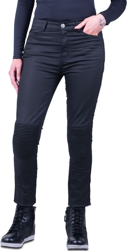 Motorjeans Dames - Course Cara - Skinny - Zwart - Gewaxte Afwerking