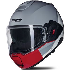 Nolan - N120-1 Grafo Modulaire Helm - Glans Grijs / Wit / Rood