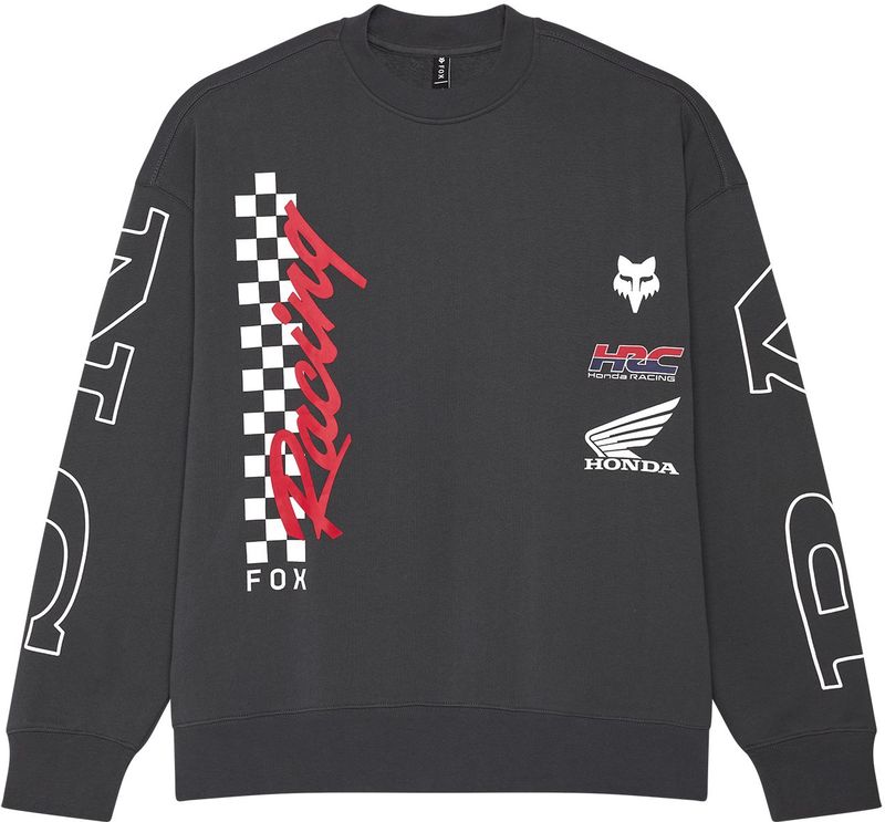 Honda - Oversized Crew Sweatshirt - Zwart - Fleece - Comfortabel