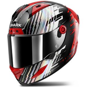 Shark - Aeron Edgy Carbon - Integraalhelm - Rood Chrome