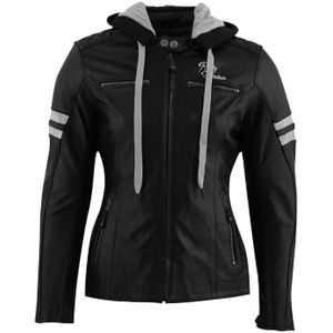 Motorjas Dames Rusty Stitches Super Joyce Hooded Zwart-Wit