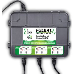 Fulbat Acculader / druppellader Fulbat Fulbank 2000 (6V-12V) 3 uitgangen