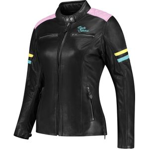 Motorjas Dames Rusty Stitches Joyce v2 Zwart-Pastel