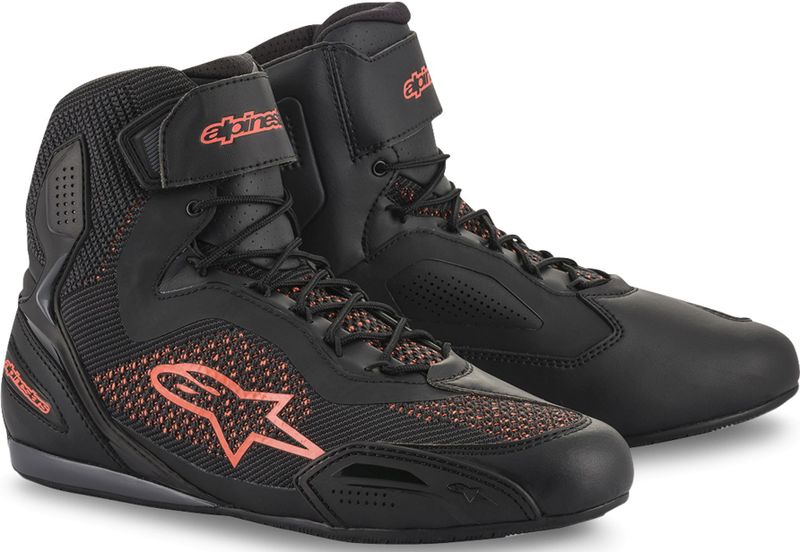 Motorschoenen Alpinestars Faster-3 Rideknit Zwart-Neon Rood