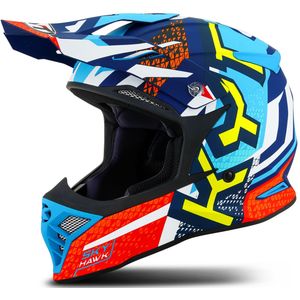 Crosshelm KYT Skyhawk Mat Lichtblauw-Rood