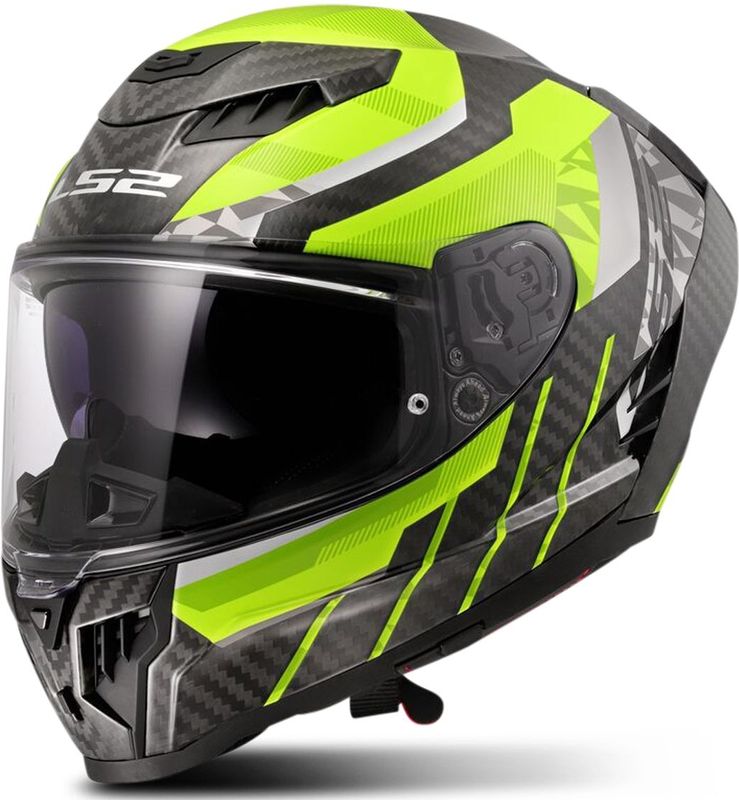 LS2 - Dragon Carbon Trax FF807 - Integraalhelm - Fluor Geel - Carbon