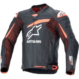 Motorjas Alpinestars GP Plus R V4 Rideknit Leather Zwart-Neon Rood-Wit