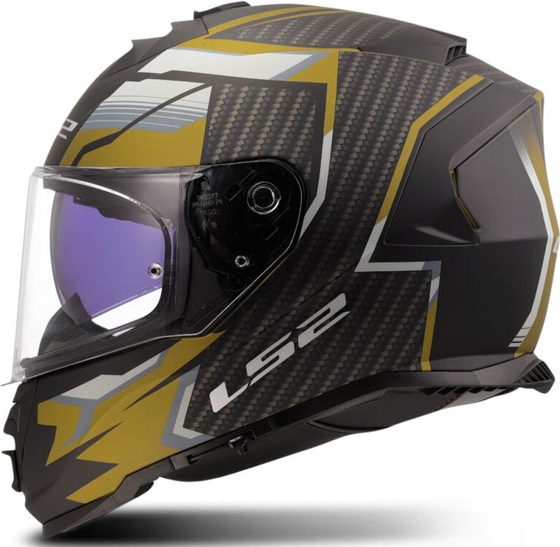LS2 - FF800 Storm II - Motorhelm - Tracker - Zwart - Goud - Mat - Carbon