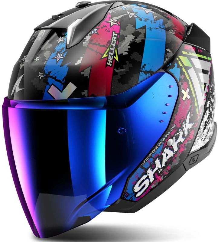 SHARK - Skwal i3 Jet Hellcat - Motorhelm - Zwart - Geïntegreerd LED-systeem