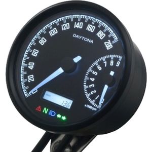 Daytona Velona W - Analoge Speedo & Tachometer - Zwart - Roestvrijstalen Kast
