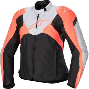 Motorjas Dames Alpinestars Stella T-Jaws V4 WP Zwart-Ice Grijs-Neon Koraal