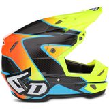 Crosshelm 6D ATR-3 Wave Glanzend Cyaan-Neon Oranje-Geel