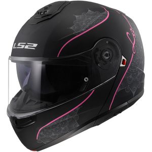 LS2 - FF908 Strobe II Lux - Modulaire Helm - Mat Zwart / Roze