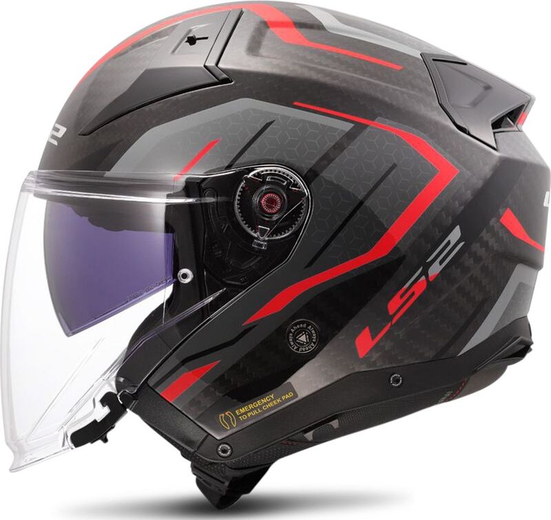 Jethelm - Koolstofvezel - Zwart - Ventilatieopening - Quick Release Viziersysteem