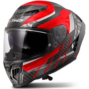LS2 - Dragon Carbon Trax FF807 - Helm - Rood-Zwart - Carbon