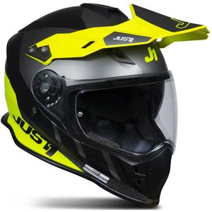 Adventure Helm Just1 J34 Pro Outerspace Zwart-Titanium-Geel Fluo