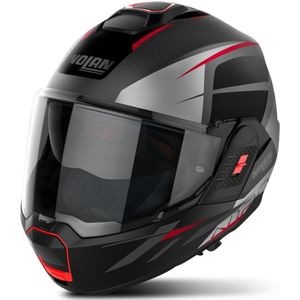 Modulaire Helm Nolan N120-1 Nightlife N-Com Zwart-Grijs-Rood