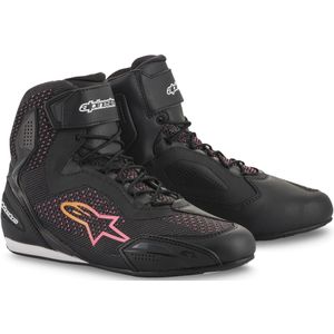 Motorschoenen Alpinestars Stella Faster-3 Rideknit Dames Zwart-Geel-Roze