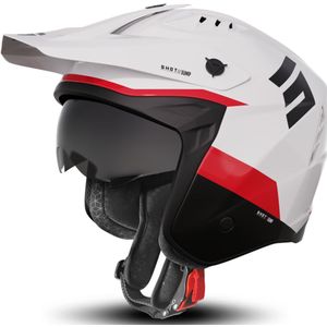 Trialhelm Shot Jump Tricks Glanzend Wit-Rood