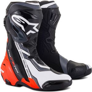 Motorlaarzen Alpinestars Supertech R Zwart-Neon Rood-Wit-Grijs