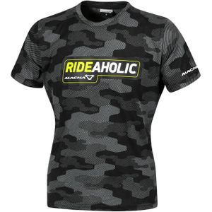 T-shirt Dames Macna Dazzle Rideaholic Zwart-Grijs-Neon Geel