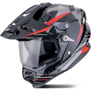 Adventure Helm Scorpion ADF-9000 Air Feat Zwart-Zilver-Rood