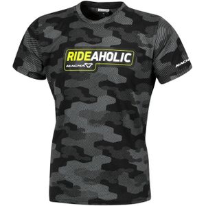 T-shirt Macna Dazzle Rideaholic Zwart-Grijs-Neon Geel