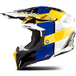 Crosshelm Airoh Aviator 3 Monarch Blauw-Geel