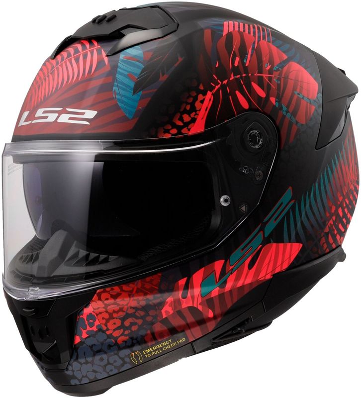 LS2 - FF808 Stream II - Integraalhelm - Jungle - Matt Zwart Roze Blauw - Polycarbonaat