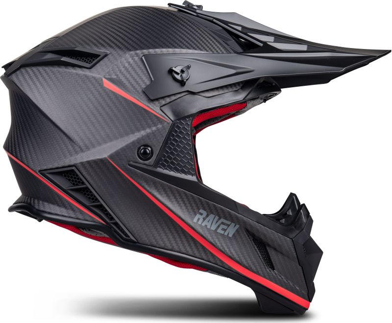 Crosshelm Raven Ipsum Evo Mat Koolstofvezel Zwart-Rood
