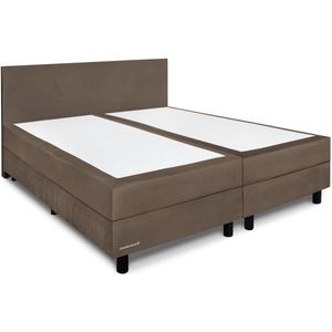 Beddenleeuw Boxspring Isabella Taupe (velvet) 140x210 (2 boxen + 1 matras) | Twijfelaar boxspring