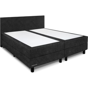 Beddenleeuw Boxspring Isabella Gitzwart (lederlook) 120x200 (2 boxen + 1 matras) | Twijfelaar boxspring