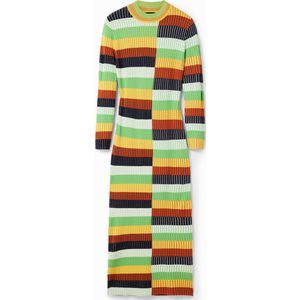 Gebreide midi-jurk met strepen