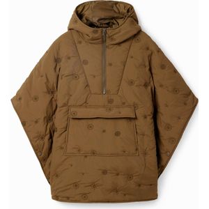 Gewatteerde poncho met borduursels