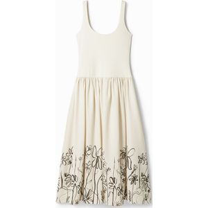 Midi-jurk met bloemenprint en uitlopende rok