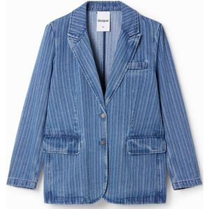 Gestreepte denim blazer