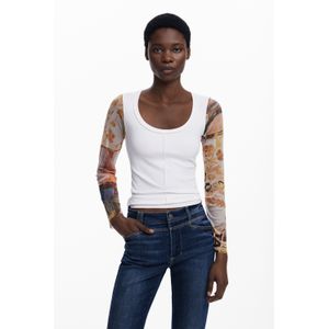 T-shirt met mouwen van chiffon