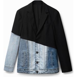 Denim blazer met twee stoffen