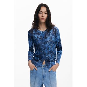 Desigual - Cardigan - Blauw - Floral Pattern - Lange Mouwen