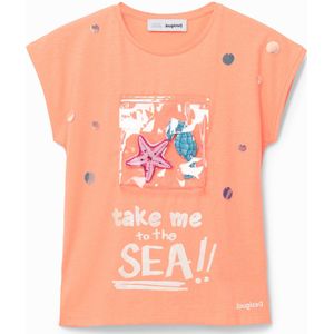 T-shirt met zak in zeesfeer