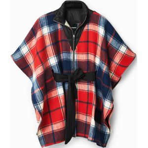 Poncho met geruite patch