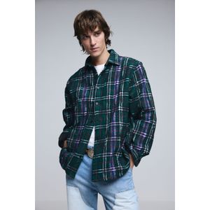 Overhemd met lange mouwen en ruitpatroon met rits