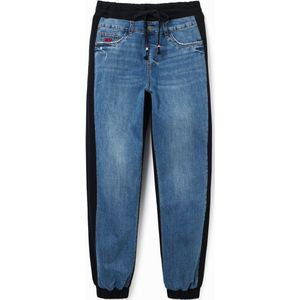 Contrasterende denim joggingbroek