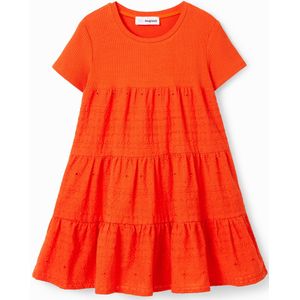 Gecombineerde jurk met broderie anglaise