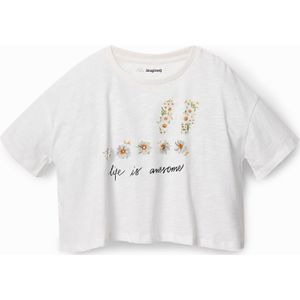 Cropped T-shirt met madeliefjes