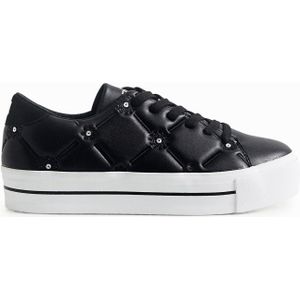 Leatherlook sneakers met borduursel van pailletten