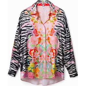 Blouse met bloemen en zebraprint