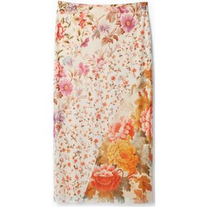 Patchwork midi-rok met bloemenprint